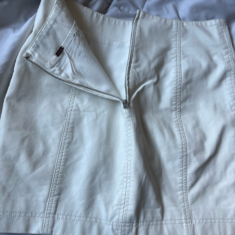 Free People Ivory Leather Skirt